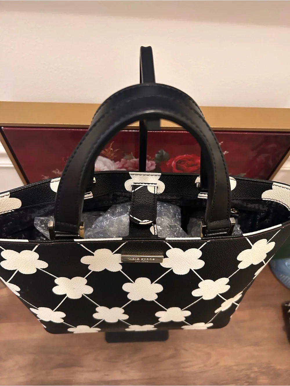 kate spade Black & White Clover Pattern Tote